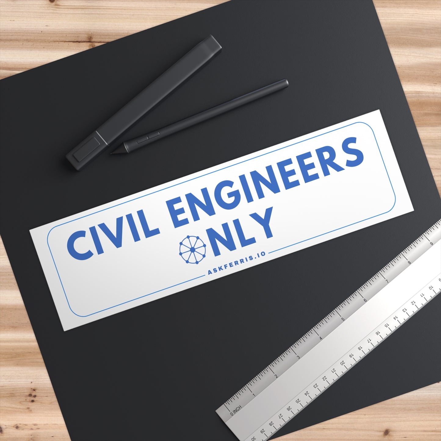 AskFerris.io "Civil Engineers Only" White Bumper Sticker